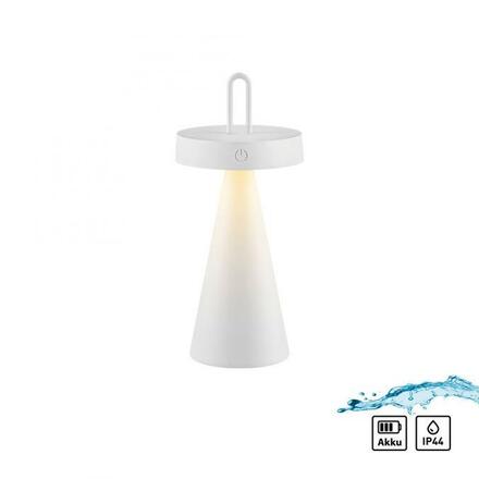 JUST LIGHT LED stolní lampa na baterie bílá stmívatelné dotykem IP44 vnitřní i venkovní svítidlo 2700K LD 19302-16