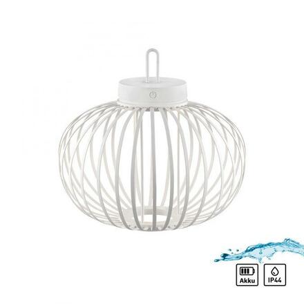 JUST LIGHT LED stolní lampa průměr 36cm bílá na baterie USB IP44 stmívatelné dotykem 2700K LD 19304-16