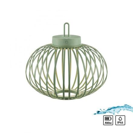 JUST LIGHT LED stolní lampa průměr 36cm zelená na baterie USB IP44 stmívatelné dotykem 2700K LD 19304-43