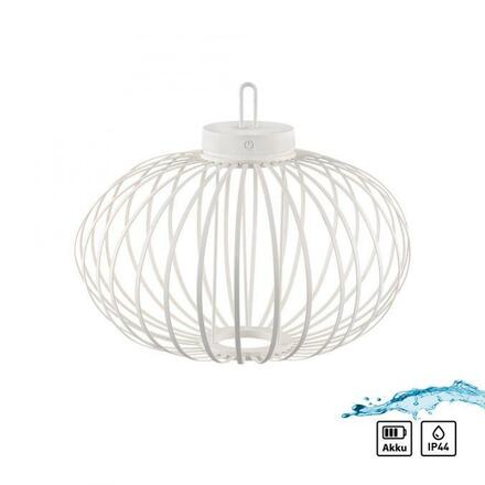 JUST LIGHT LED stolní lampa průměr 46cm bílé na baterie USB IP44 stmívatelné dotykem 2700K LD 19305-16