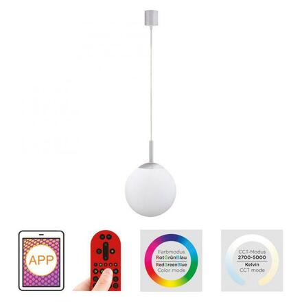 JUST LIGHT LED závěsné svítidlo Smarthome průměr 20cm stříbrná stmívatelné s aplikací dálkový ovladač Tuya RGB/2700-5000K LD 22072-55