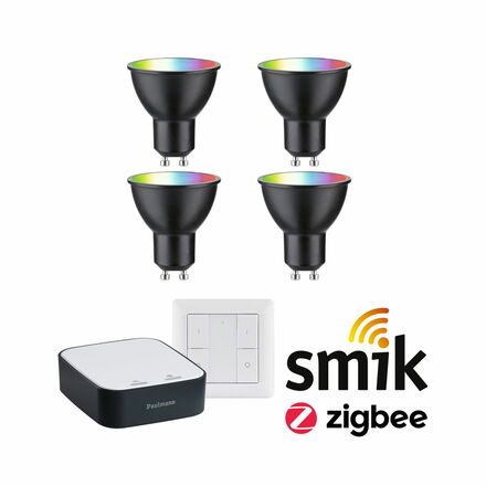 PAULMANN Startovací sada Zigbee 3.0 Smart Home smik Gateway + LED reflektor GU10 RGBW + vypínač