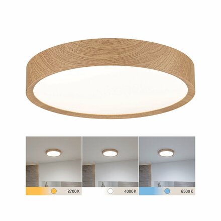 PAULMANN Selection Bathroom LED stropní svítidlo Tega IP44 CCT 230V 22,5W design dřevo