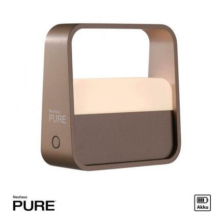 PAUL NEUHAUS LED stolní lampa Pure Go bronz na baterie dotykový vypínač USB 2700K PN 4055-97