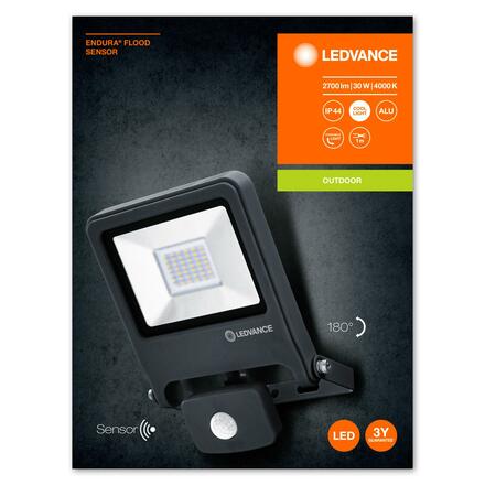 LEDVANCE LED reflektor ENDURA Flood Sensor 30 W 4000 K tmavě šedá 4058075206762