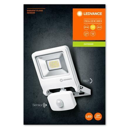 LEDVANCE LED reflektor ENDURA Flood Sensor 20 W 3000 K bílá 4058075239692