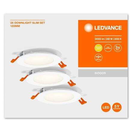 LEDVANCE zapuštěné svítidlo Downlight Slim Set 3 x 120mm 3000K 4058075629400