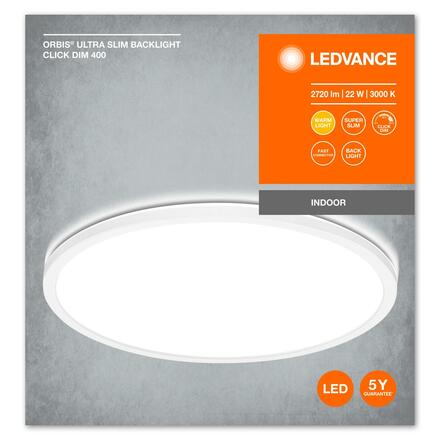 LEDVANCE stropní svítidlo Orbis Ultra Slim Backlight Click-Dim 400mm bílá 22W 4058075752849