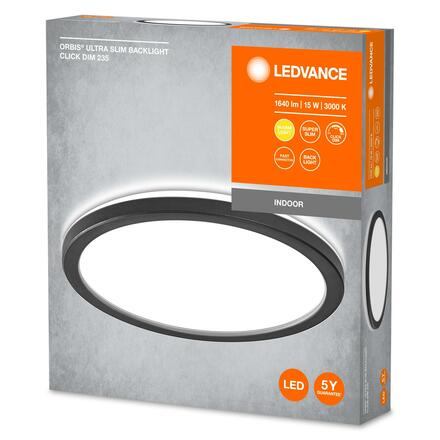 LEDVANCE stropní svítidlo Orbis Ultra Slim Backlight Click-Dim 235mm černá 15W 4058075752863