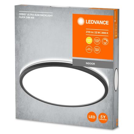 LEDVANCE stropní svítidlo Orbis Ultra Slim Backlight Click-Dim 400mm černá 22W 4058075752887