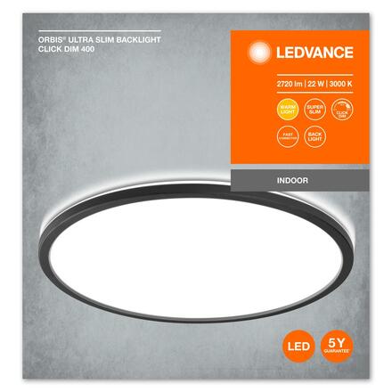 LEDVANCE stropní svítidlo Orbis Ultra Slim Backlight Click-Dim 400mm černá 22W 4058075752887