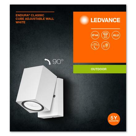 LEDVANCE venkovní nástěnné svítidlo ENDURA Classic Cube Adjustable Wall bílá 4058075763609