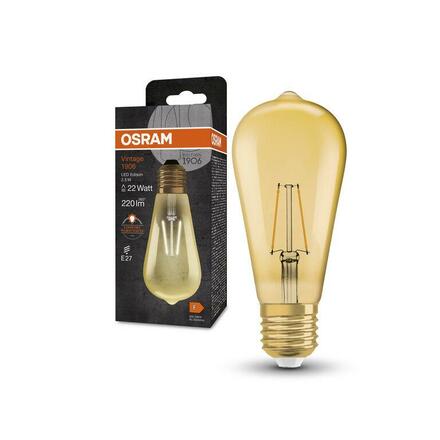 LEDVANCE Vintage 1906 Edison 22 Filament 2.5W 824 Gold E27 4099854091339
