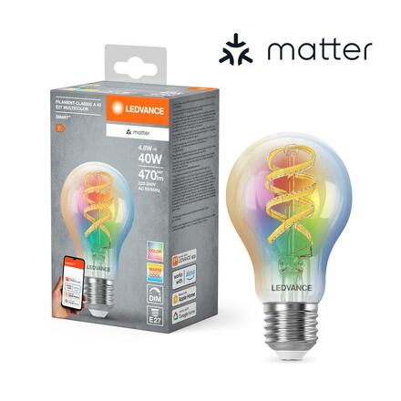 LEDVANCE SMART+ MATTER RGB Filament Classic A40 4.8W 827-865 Multicolor E27 4099854194986