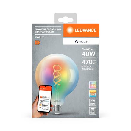 LEDVANCE SMART+ MATTER RGB Filament Globe 125 40 4.8W 827-865 Multicolor E27 4099854195020
