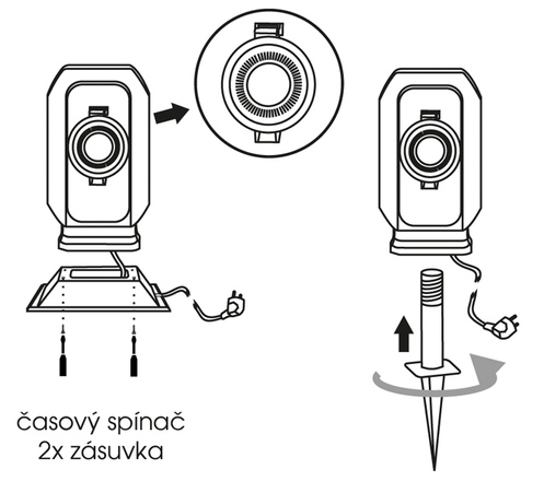 Ecolite Zahradní sloupek 2x zásuvka, hodiny XHWS-F06