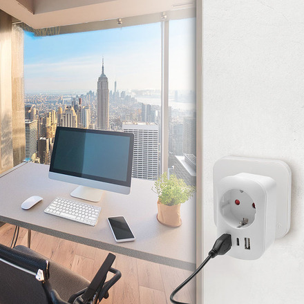 Solight cestovní adaptér USA USB A+C pro použití ve Spojených státech, typ B PA03USA