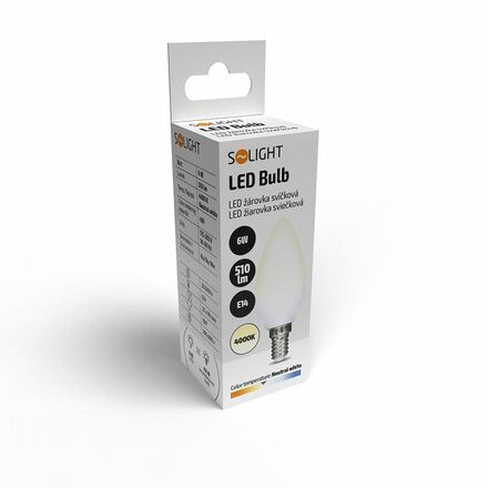 Solight LED žárovka, svíčka, 6W, E14, 4000K, 510lm WZ410-1