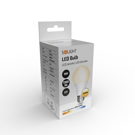 Solight LED žárovka, klasický tvar, 10W, E27, 3000K, 270°, 1100lm WZ505-2