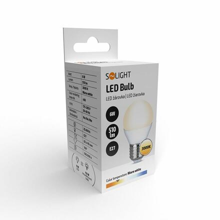 Solight LED žárovka, miniglobe, 6W, E27, 3000K, 510lm WZ412-1