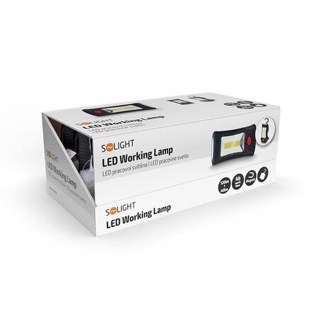 Solight LED svítilna pracovní, 120+40lm, 3W COB + 3 SMD LED, hák + magnet, 3 x AAA WL108