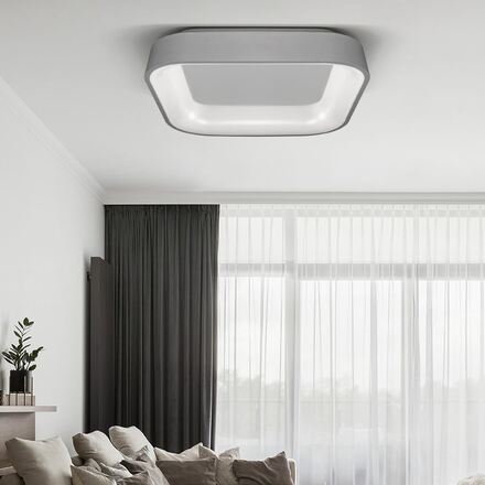 Solight LED stropní světlo čtvercové Treviso, 48W, 2880lm, stmívatelné, dálkové ovládání, šedá WO769-G