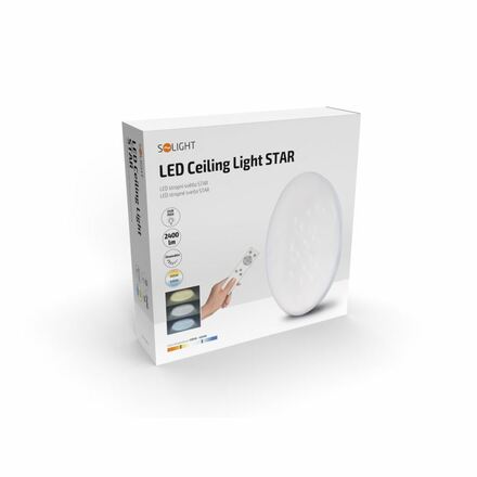 Solight LED stropní světlo Star, kulaté, 24W, 2400lm, dálkové ovládání, 37cm WO763