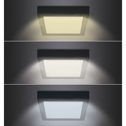 Solight LED mini panel CCT, přisazený, 18W, 1530lm, 3000K, 4000K, 6000K, čtvercový, černá barva WD173-B