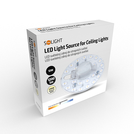 Solight LED světelný zdroj do stropních světel, 12W, 1200lm, 4000K, 130mm WZ6101
