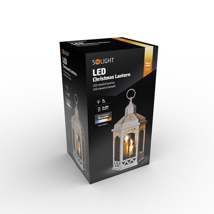 Solight LED vánoční lucerna bílá, 33cm, 3x LED svíčka, 3x AAA 1V266