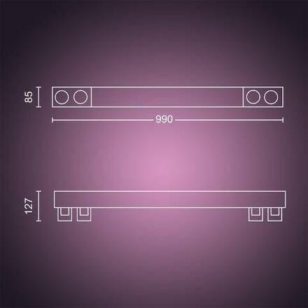 Hue LED White and Color Ambiance Stropní bodové svítidlo Philips Centris BT 50607/30/P7 40W + 4x5,7W GU10, 4000lm, 2000K-6500K, RGB, IP20, černé