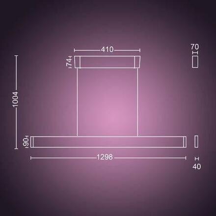 Hue Bluetooth LED White and Color Ambiance Závěsné svítidlo Philips Ensis 8719514343368 2x39W 5500lm 2000-6500K RGB IP20 24V černé stmívatelné