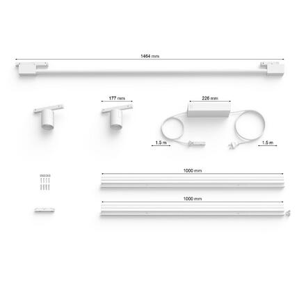 Philips HUE Perifo lištové nástěnné svít. 2 spoty+Gradient Tube, LED WACA 39,9W 3620lm 2000-6500K RGB bílá