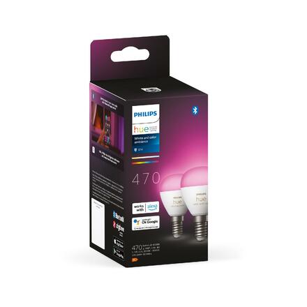 Philips HUE SET 2x WACA LED Luster žárovka E14 5,1W 470lm 2000-6500K RGB IP20, stmívatelné