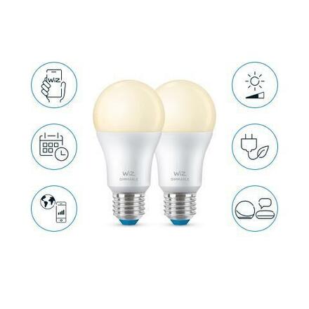 WiZ SET 2x LED žárovka E27 A60 8W (60W) 806lm 2700K IP20, stmívatelná