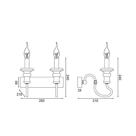 ACA Lighting nástěnné svítidlo 2XE14 antická/rez kov 25X21X24CM TOULOUSE EG172W25R