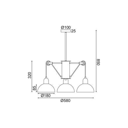 ACA Lighting závěsné svítidlo 3XE14 šedá/bílý kov D58XH85CM CEZANNE EG5793P58G