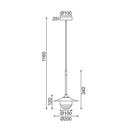 ACA Lighting závěsné svítidlo 1XG9 mosaz/černý kov + sklo D20XH116CM LAYLA HL4311P20BB