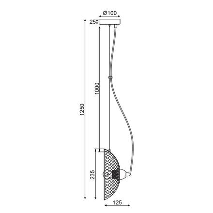 ACA Lighting závěsné svítidlo 1XE27 černý kov 24X13XH125CM KOBE HL45841P24B