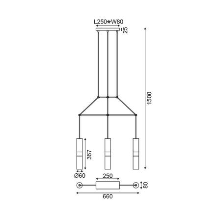 ACA Lighting závěsné svítidlo 3XGU10 mosaz kov 66X8XH150CM DA VINCI HM853P66BR