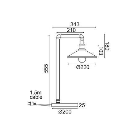 ACA Lighting stolní lampa 1XE27 černá+zlatá kovová 34X22XH56CM PIPE AR4171T56BG