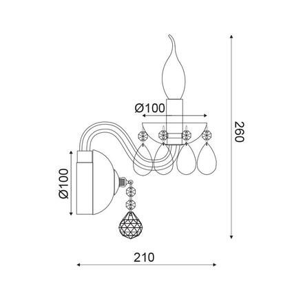 ACA Lighting Crystal nástěnné svítidlo BLK82041WSGC