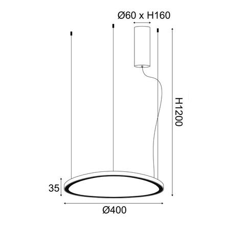 ACA Lighting závěsné svítidlo LED 36W 3000K 2700lm HARMONY černá hliník IP20 D42XH120CM BR97LEDP40BK