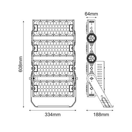 ACA Lighting LED HIGH POWER FLOOD reflektor 480W, 74400lm, 5000K, 20°, 230V AC, IP66, IK10 GLAD4805020