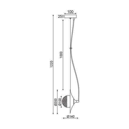 ACA Lighting závěsné svítidlo 1XG9 mosaz/černý kov + sklo 20X14XH122CM LAYLA HL4321P23BB