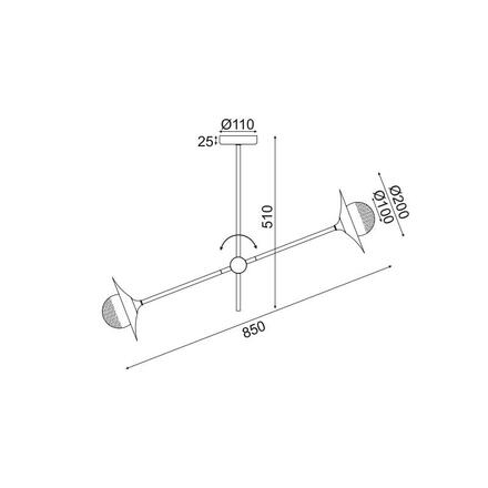 ACA Lighting stropní svítidlo 2XG9 mosaz/černá kov + sklo 85X20XH51CM LAYLA HL4322C84BB