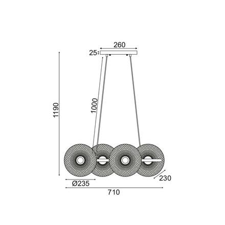 ACA Lighting závěsné svítidlo 4XE27 černý kov 71X35XH119CM KOBE HL45844P71B