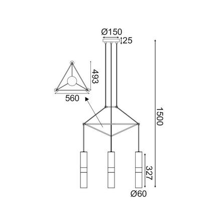 ACA Lighting závěsné svítidlo 3XGU10 mosaz kov 56X49XH150CM DA VINCI HM853P56BR