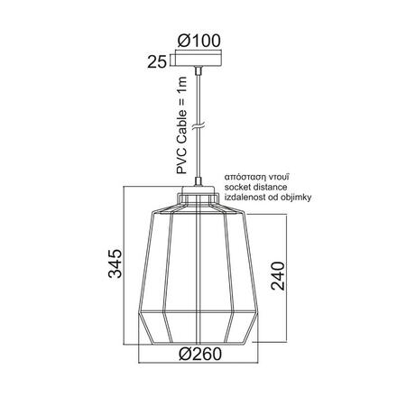 ACA Lighting Vintage závěsné svítidlo KS159326BK