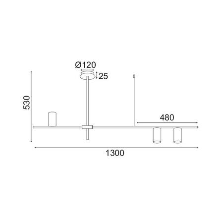 ACA Lighting stropní svítidlo 3XGU10 černá kov 130X12XH53CM ARISTO OD843C130B